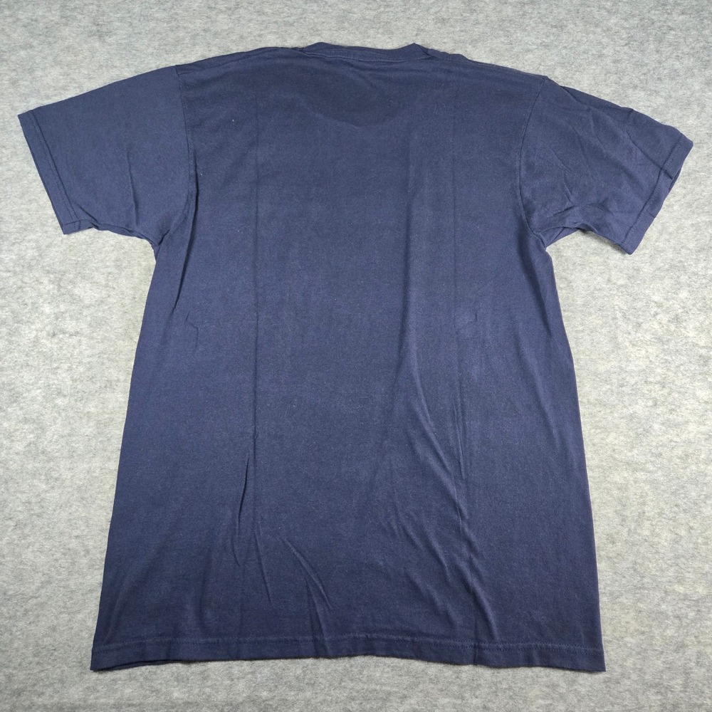 Y2K Fruit of the Loom Mens Navy Blue Vintage Pocket T-Shirt Large - Picture 4 of 6